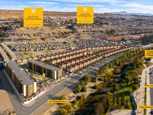 Condominio de departamentos en la ribera del río Huasco, con espectaculares vistas a la costanera. Subsidio DS19 en Vallenar
